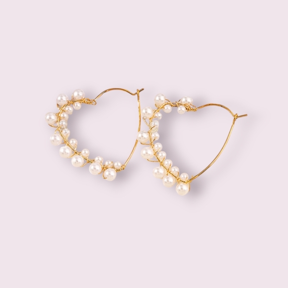 TruEuphoria LLC Jewelry - Heart Shaped Earrings with Faux Pearls